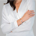 Textil Armband grau Herz silber