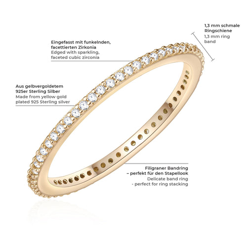 Steckring gold Zirkonia-Steine