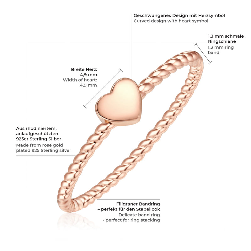 Herzring roségold schmal