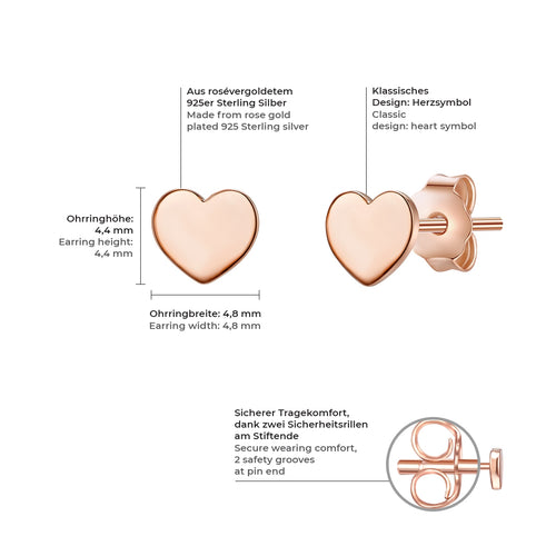 Ohrstecker roségold Herz klein