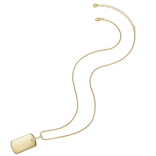 Kette DOG-TAG mit Zirkonia gelbgold