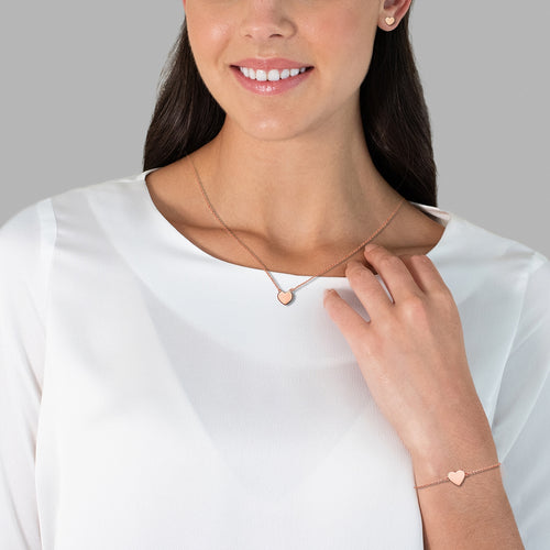 Herz Set Ohrstecker Kette Armband roségold