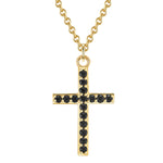 Kreuz Kette gold Zirkonia schwarz