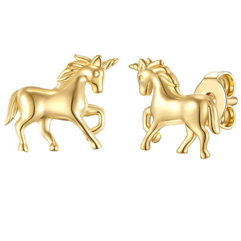 Kinderohrringe gold Einhorn Zirkonia