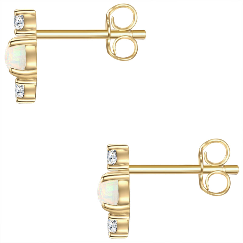 Ohrstecker gold Zirkonia Opal (synth.) Raute