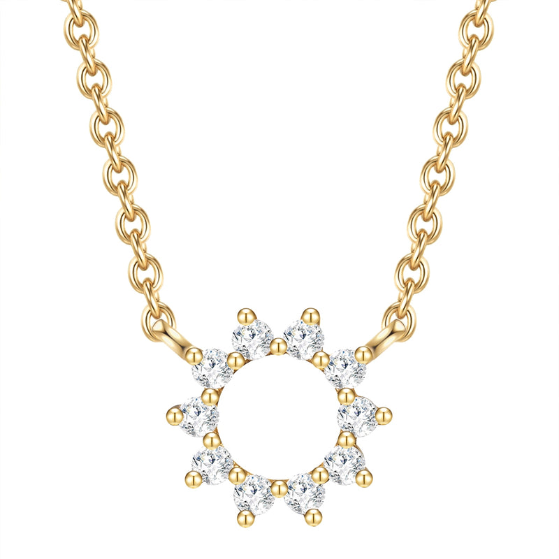 Kette BLUME/KREIS mit Zirkonia gelbgold