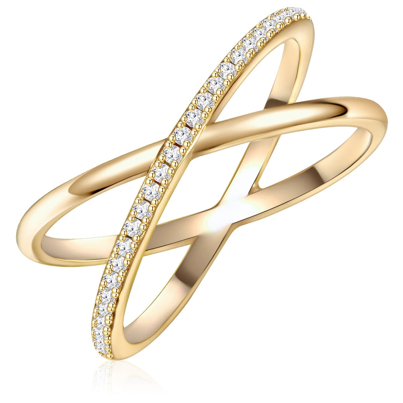 Ring Kreuz Form mit Zirkonia gold