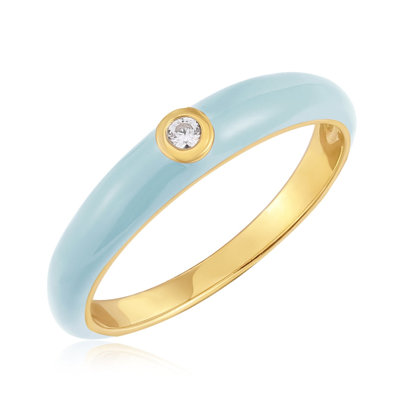 Emaille Ring gold mit Zirkonia