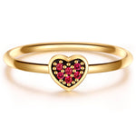 Ring HERZ mit Zirkonia rot gelbgold