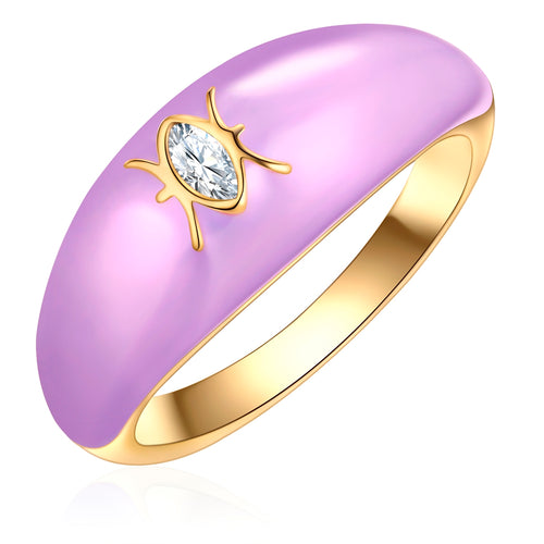 Ring FISCHE gold Emaille violett