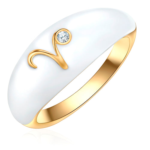 Ring WIDDER gold Emaille weiß