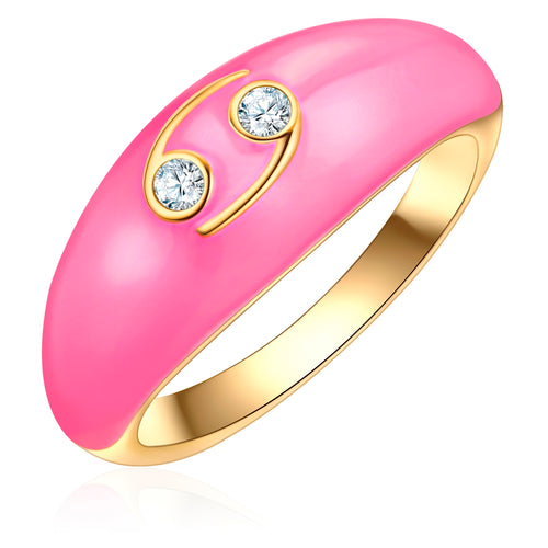 Ring KREBS gold Emaille rosa
