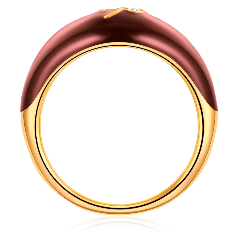 Ring STEINBOCK gold Emaille braun