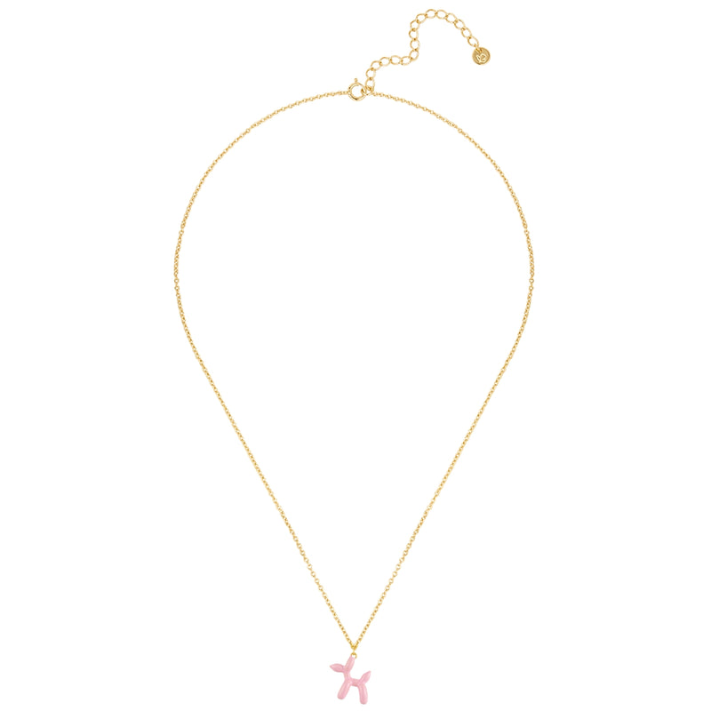 Kette mit Anhänger BALLON-HUND gold Emaille rosa