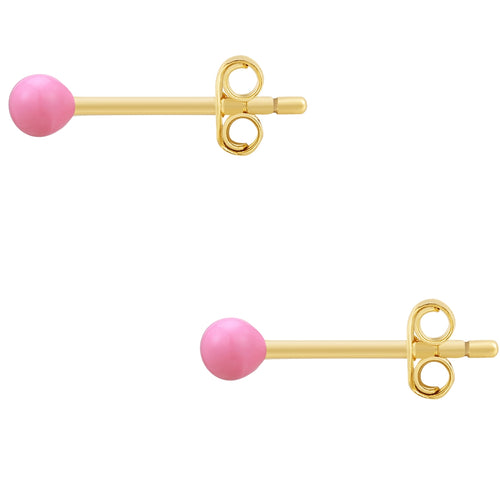 Ohrstecker gold Emaille-Kugel pink