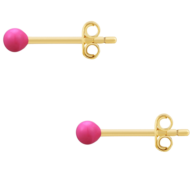 Ohrstecker Kugel gold Emaille pink