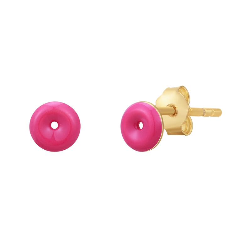 Damen-Ohrstecker Donut pinkes Emaille