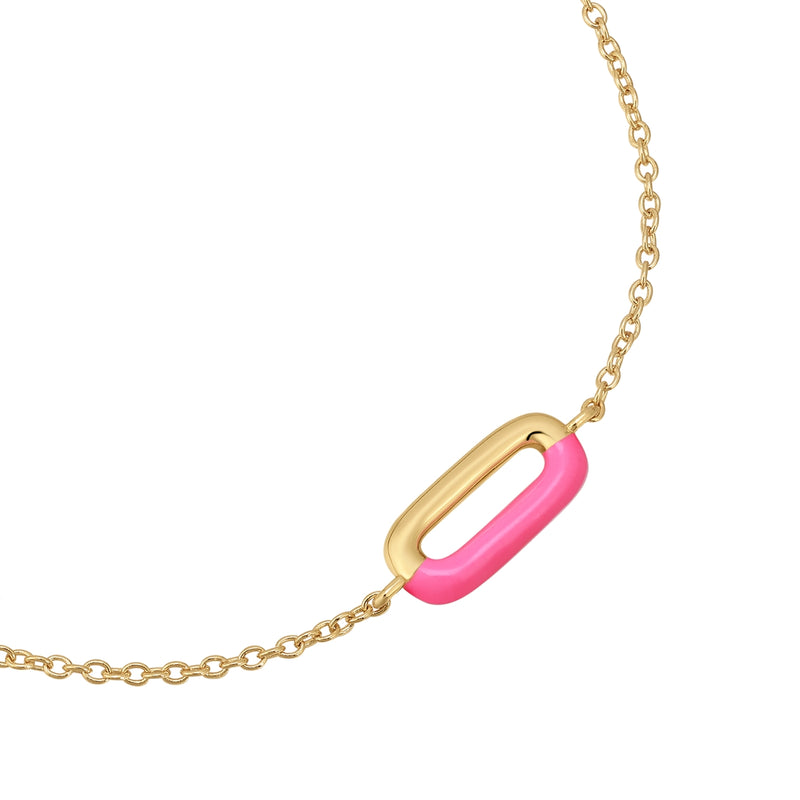 Anker-Armband gelbgold mit Emaille-Anhänger pink