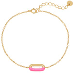 Anker-Armband gelbgold mit Emaille-Anhänger pink