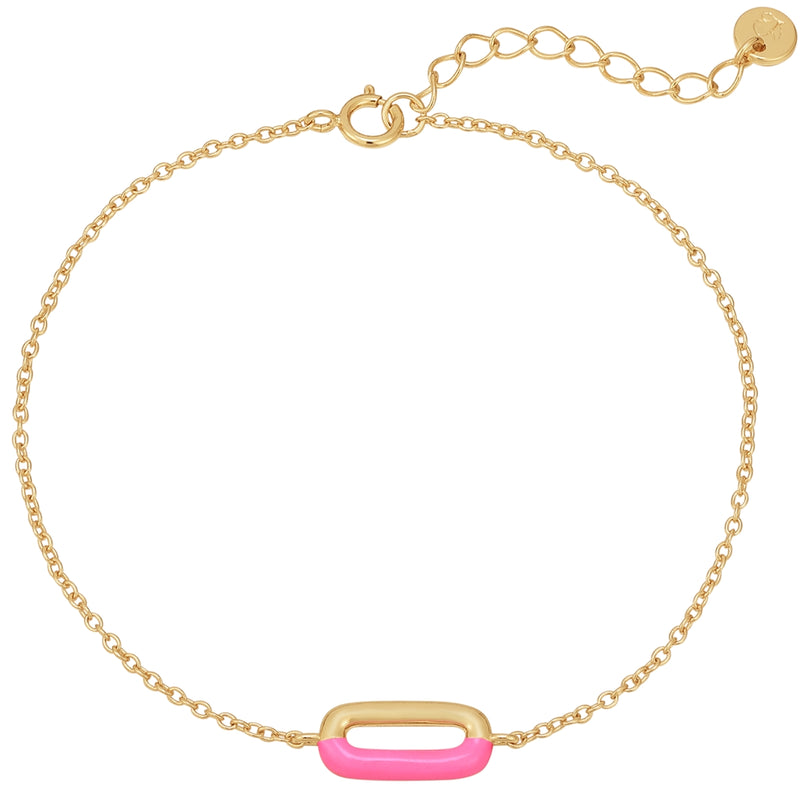 Anker-Armband gelbgold mit Emaille-Anhänger pink