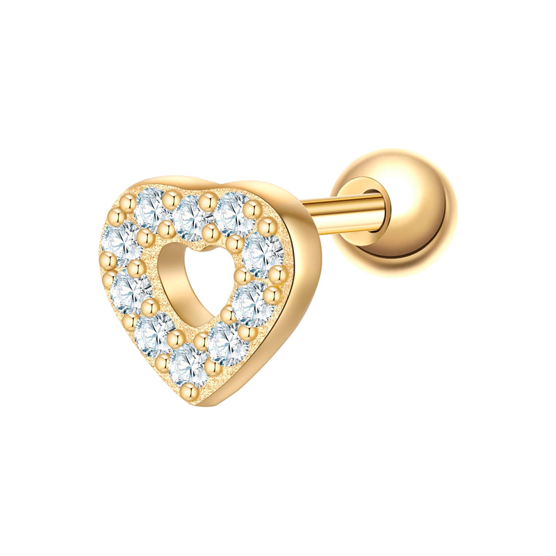 Piercing gold Herz mit Zirkonia