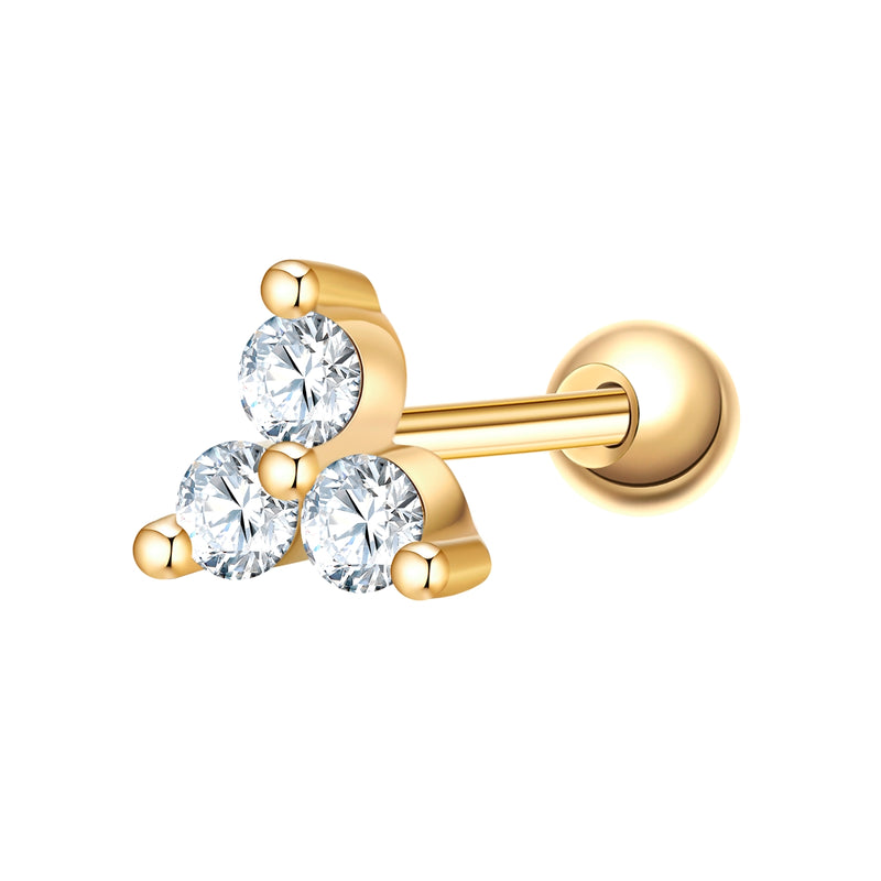 Piercing mit 3 Zirkonia-Steinchen gold