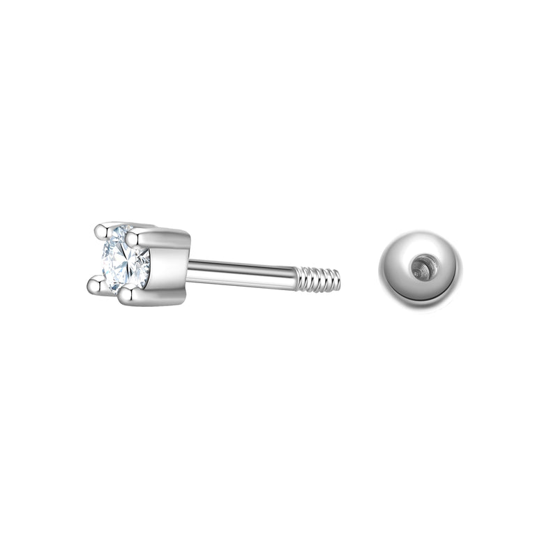 Piercing eckig medium silber mit Zirkonia