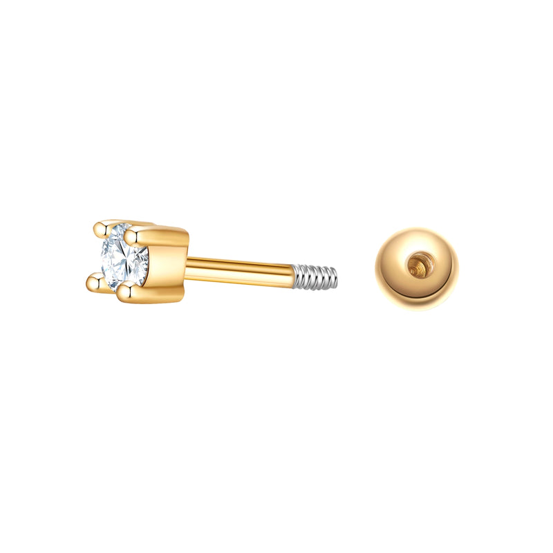 Piercing eckig medium gold mit Zirkonia