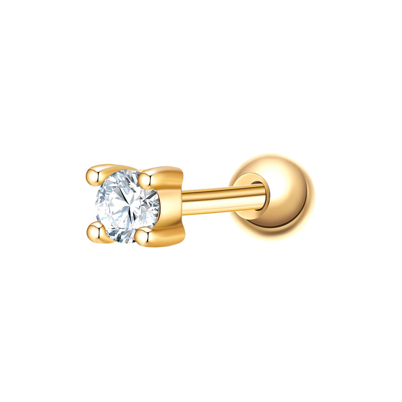 Piercing eckig medium gold mit Zirkonia