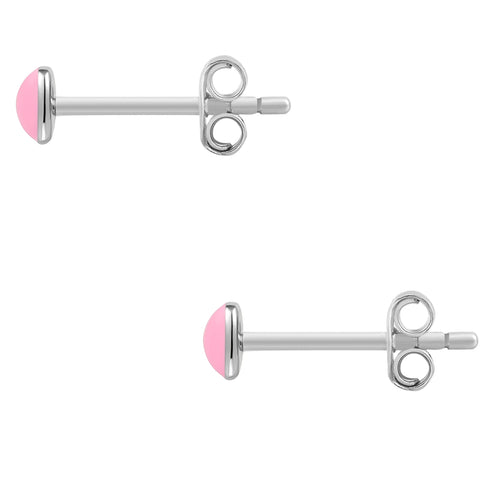 Herz Ohrstecker silber mit Emaille rosa