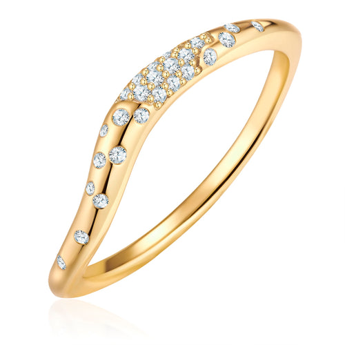 Geschwungener Ring gold mit Zirkonia