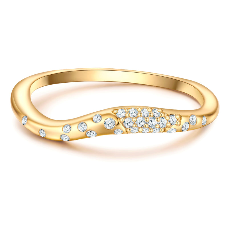 Geschwungener Ring gold mit Zirkonia